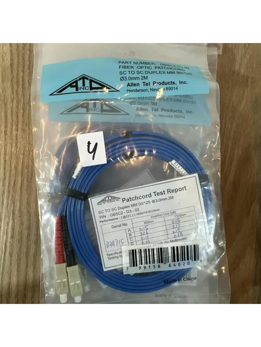 Lot of 22 Allen Tel GBLC2-D3-01 Duplex MM 50/125 Fiber Optic Patchcord Cable!